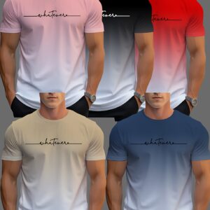 5pcs Gradient Refreshing 3D Digital Print Novelty Quick-Dry Men's Single T-Shirt