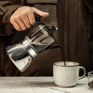 4/6-Cup Plastic Transparent Stainless Steel Moka Pot, Italian Espresso Maker, Home & Camping Use Features an Innovative Resin Transparent Body (Note: Body Is Plastic), (Recommended for Low Heat Use) Perfect as a Gift