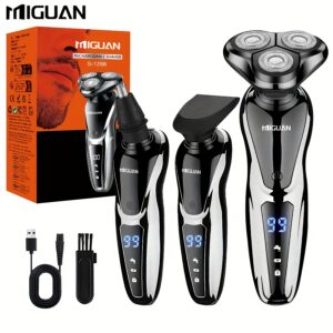 Father's Day Gift Electric Razor for Men, 3-in-1/4-in-1 Electric Shaver Nose Hair Trimmer USBRechargeable Portable Razor 3D Floating Blade Digital Display ShavingBeard Machine