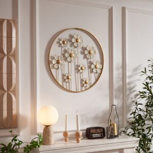 French-Style Floral Wall Sculpture - Elegant Iron Flower Wall Art Decor, Classic for, Wall-Mounted for Decoration, Durable Metal Flower Sculpture for Modern or Traditional Spaces